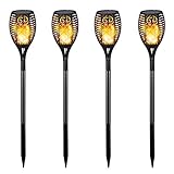 Iyoyo Solar Torch Light 4 Pack Waterproof 96 LED Flame Flickering Lamp Landscape Decoration Dancing Flame Lights for Garden Yard Lawn Solar Light