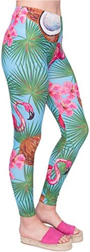 Ndoobiy Women's Printed Leggings Full-Length Regular Size Yoga Workout Leggings Pants Soft Capri L1