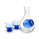 JapanBargain S-1677 Glass Sake Set for Cold Sake, Blue