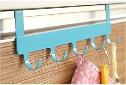 MosQuick Metal Hanging Towel Rack Hook Organizer over Door (Blue)