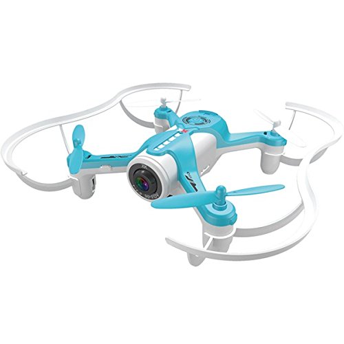 RC Drone with Blade Protector, FPV 1MP Camera, Mobile Phone APP, Altitude Hold, One Key Take Off & Landing (blue)