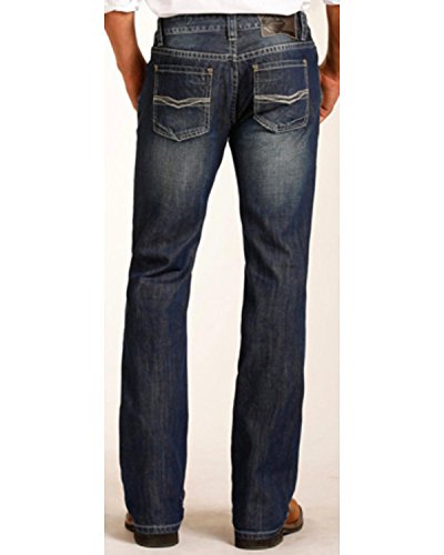 Rock & Roll Cowboy Men's And Pistol Small V Stitching Jeans Straight Leg Indigo 36W x 36L