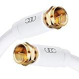Coaxial Cable Triple Shielded CL3 in-Wall Rated Gold Plated Connectors (20ft) RG6 Digital Audio Video with Male F Connector Pin - 20 Feet