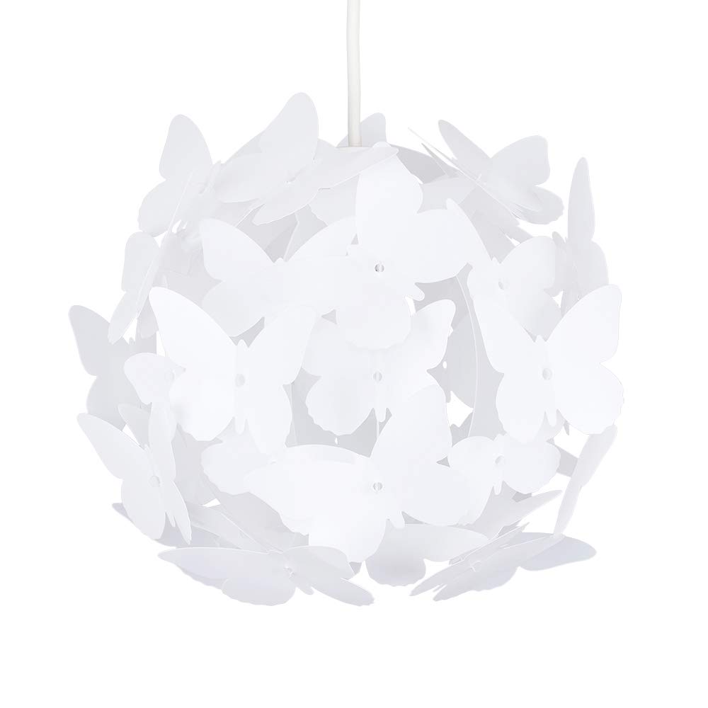 MiniSun | Modern Globe Design Ceiling Light Shade with White Butterflies | Pendant Lights, Home Décor & Improvement Essential | 315mm Shade Width