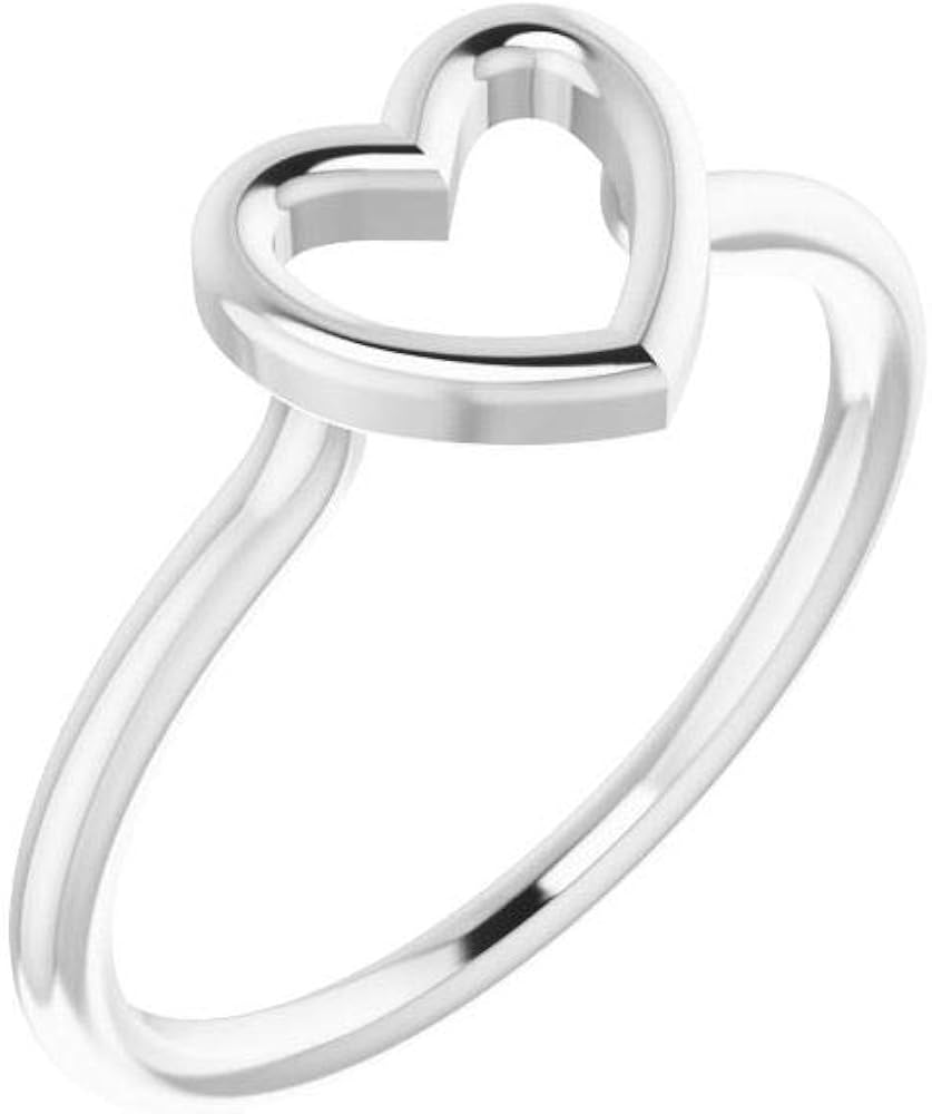 Solid 925 Sterling Silver Heart Ring Band (Width = 8.7mm) Amazon.co.uk
