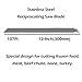12 Inch Extra Long Stainless Steel Reciprocating Saw Blades for Food Cutting - 10 TPI Tooth Stainless Steel Sawzall Blade Special Design for Cutting Frozen Meat, Beef Chubs, Turkey, Bone (5 Pack)