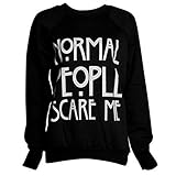 Women's Normal People Scare Me Print Fleece Sweatshirt Hoodie Top 7 colors