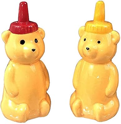 Amazon Com Honey Bear Salt And Pepper Shaker Set Yellow Porcelain
