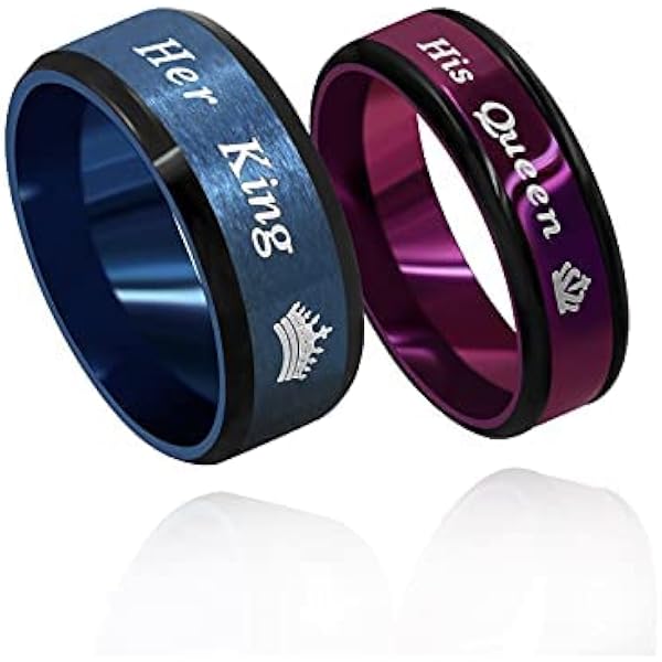 Matching Couple Rings – 'His Crazy Her Weirdo' Titanium Stainless Steel, Hypoallergenic, With Gift Box - View #2