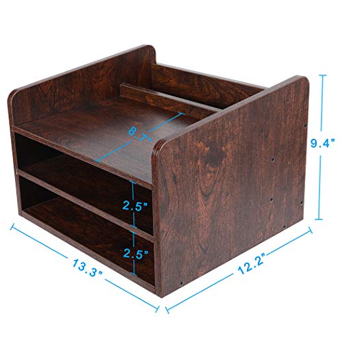 PAG Wood Desktop File Organizer Mail Sorter Magazine Rack Paper Holder