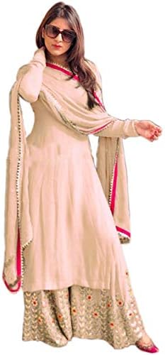 Ethnic Empire Georgette With Fully Embroidered Semi-Stitched Palazzo Suit