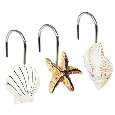 Beach Seashell Shower Curtain Hooks for Bathroom Rust Proof Baby Living Room Decorative Hooks 12 PCS 413wxmpISAS