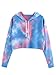 Romwe Women's Tie Dye Drop Shoulder Long Sleeve Crop Top Hoodie Sweatshirt