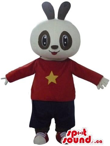 Amazon 赤いtシャツの漫画のキャラクターで白いウサギがマスコットカナダの衣装をspotsound おもちゃ おもちゃ