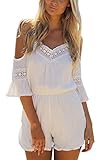 PAKULA Women's Blackless Romper Spaghetti Strap Short Jumpsuits Playsuit