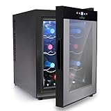 NutriChef PKTEWC122 12 Bottle Thermoelectric Wine Cooler Refrigerator | Red and White Wine , Champagne Chiller | Counter Top Wine Cellar | Quiet Operation Fridge | Touch Temperature Control