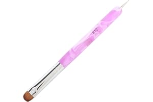 MOND'SUB French Manicure Brush - Two Way Nail Art Brush with Dotting Tool for Cuticle Clean Up & Nail Art Design - Professional Salon Quality, Pink (12#)