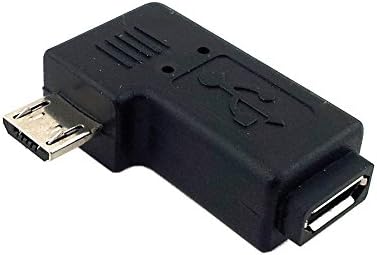 CHIBI 90 Degree Left Angled Micro USB 2.0 5pin Male to Female M to F Extension Adapter Black