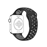 Apple Watch 42mm Nike Sport Band, iMiWell Soft Silicone Quick Release Replacement Strap for Apple iWatch Series 1 Series 2, Apple Watch Nike+ (42mm Medium/Large Black+darkgray)
