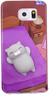 Squishy Case for Samsung Galaxy S6 Edge, 3D Animal Seal Cat Pinch Relaxing Venting Pressure-relief Toy Soft Silicone Phone Back Cover for Samsung Galaxy S6 Edge G9250 (Bed Cat)