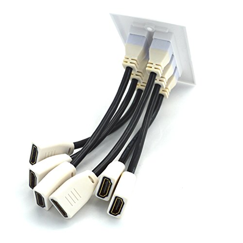 MOTONG HDMI Pigtails Wall Plate Face Cover for Home Theater DVD Cable Satellite TV PS3 HDTV 6 Gold Plated