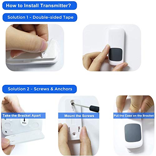 2021 Wireless Doorbell, Remote Door Bell Ringer Chimes Kit Operating Range at 1000 FT, ESMAVO Portable Doorbell with 1 Plug-in Receiver and 1 Waterproof Push Button, 58 Melodies & LED Flash