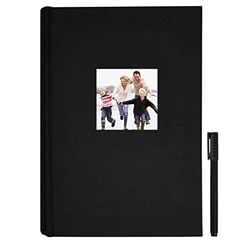 Black Fabric Photo Album - Fits Photos Size 4x6 inches - Holds 300 Photos - Bonus Ultra-Fine Tip Pen Included