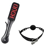 Hurinan Men/Woman's Breathable Leather Paly Buckle Belt Silicon Mouth Ball and Leather Paddle Spanking (2 Pieces)