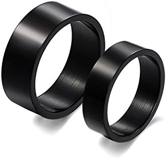Topsue Hers Black Titanium Stainless Steel Women Simple and Smooth Ring Korean Style in a Gift Box (1 pc for her)
