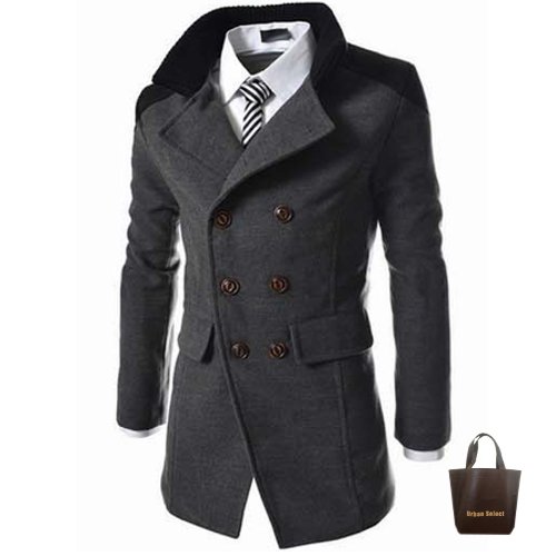 Amazon トレンチコート メンズ ブランド 黒 無地 冬 コート Pコート