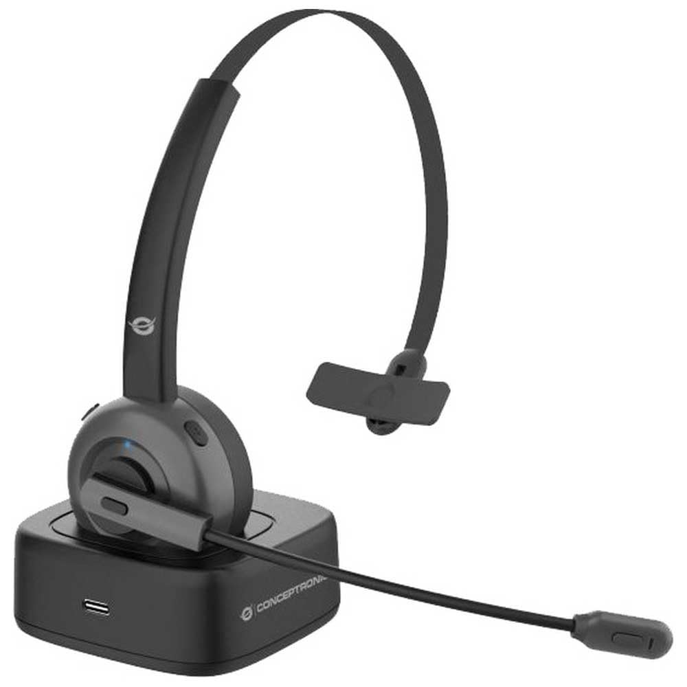 Conceptronic POLONA03BDA Wireless Bluetooth Headset With Charging Dock & Bluetooth Audio Adapter, CVC Noise Cancellation