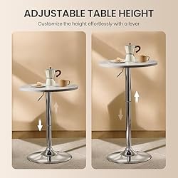 Yaheetech Round Bar Table, Adjustable Height and