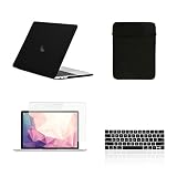 TOP CASE MacBook Pro 13 inch Case 2019 2018 2017 2016 Release A2159 A1989 A1706 A1708, 4 in 1 Essential Rubberized Hard Case, Keyboard Cover, Screen Protector, Sleeve for MacBook Pro 13" - Matte Black