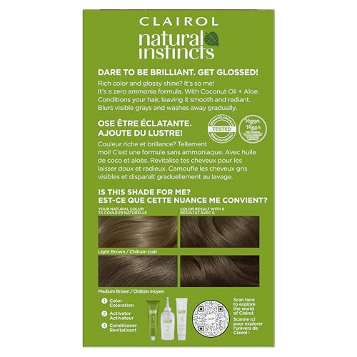 CLAIROL NATURAL INSTINCTS DEMI-PERMANENT HAIR COLOR, 6 LIGHT BROWN HAIR COLOR, PACK OF 1