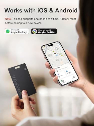 Wallet Tracker Card for Apple & Android – Credit Card Tracker for Wallet Works with Apple Find My & Google's Find Hub, Rechargeable Find My Wallet Card for Luggage, Passport, Purse, Bags