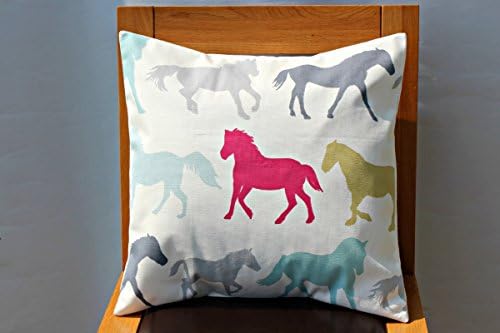 LFarncomboutlet Decorative pillow Horses teal fuschia pink blue silver gray grey olive throw pillow cover cushion shams