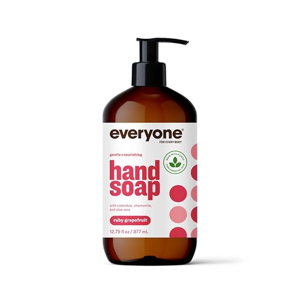 EVERYONE LIQUID HAND SOAP, 12.75 OUNCE (PACK OF 1), RUBY GRAPEFRUIT, PLANT-BASED CLEANSER WITH PURE ESSENTIAL OILS