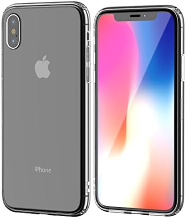 iPhone Xs / Iphone X (2017, 2018 Release) Slim Fit with 2-Pack Tempered Glass Screen Protector. Air Cushion Drop Protection Anti Scratch Hard Back [Ultra Thin - Anti Yellow] - Transparent
