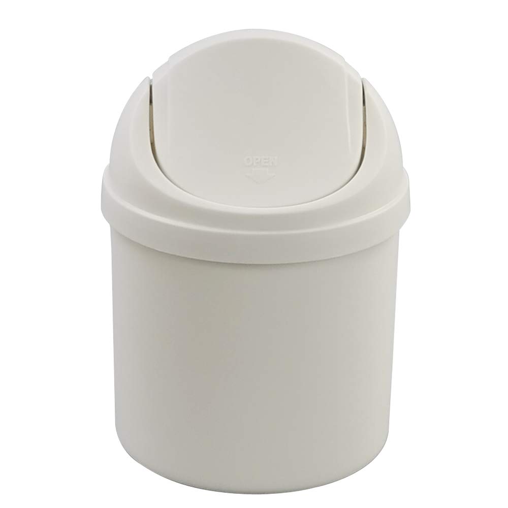 Dynko Mini Desktop Bin with Lid, 2 L Plastic Office Bin (White)
