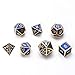 Yiotfandoll 7PCS Zinc Alloy Metal Dice Polyhedral Dice D20 D12 D10 D8 D4 for Dungeons and Dragons DND RPG MTG Table Games 16mm Blue Gold with Bag