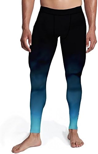 zoluka Hand Made Mens Black Aqua Ombre Tights Leggings