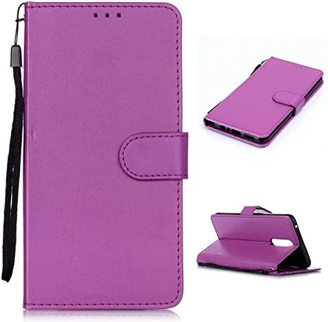 GeorgeBr- for Oppo F11 Wallet Case, Slim Horizontal Flip Folio Leather Phone Case with Kickstand and Wristlet for Oppo F11 (Color : Violet)