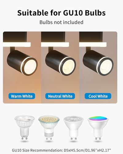 LVWIT Ceiling Lamp with 3 Rotating Spotlights, Long Bedroom Ceiling Lamp, GU10 Ceiling Lamps, Black Indoor LED Spotlights, Ceiling Lamps for Living Room, Kitchen, Bathroom (No Bulb)