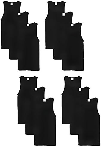 CottonNet Men's 12-Pack Super Luxorious Heavy Weight Ripped Muscle Shirt