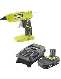 Pistola de pegamento Ryobi P305 con cargador y batería de iones de litio P163 18 V ONE+ 2.0 Ah batería y cargador