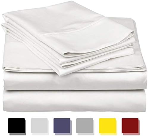 The Exotica Collection Mega Sale on Amazon King Size Sheets Luxury Soft 600-TC Egyptian Cotton - Sheet Set for King Size (76x80) Mattress Fits 10-12 Inches Fully Elastic Deep Pocket (Solid, White)