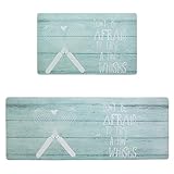 Kitchen Mat Set, KIMODE 2 Piece Anti Fatigue Kitchen Floor Mat Comfort PVC Leather Heavy Duty Standing Mats Waterproof Rubber Back Non Slip Kitchen Rugs, 18