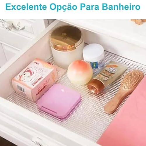 Forro para Armários Gavetas Antiderrapante Impermeável Anti Gordura e à Prova de Água 5 Metros x 30cm Alumínio Prata