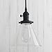 PERMO Pendant Lights Farmhouse Pendant Light with Funnel Flared Glass Clear Glass Shade Industrial Vintage Hanging Pendant Light Fixture Black