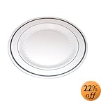 Masterpiece Premium Quality Heavyweight Plastic Plates: 25 Dinner Plates and 25 Salad Plates